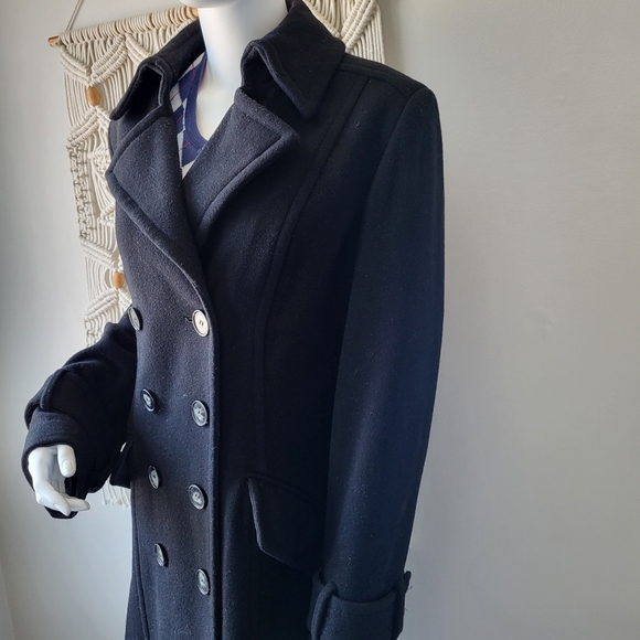 Jones New York black thigh lenght double breasted wool and cashmere coat Sz 12 - Picture 3 of 13